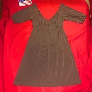 Brown Empire Waist Low Neck Dress